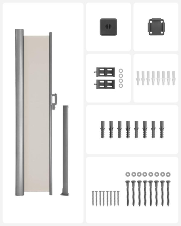 Ištraukiama šoninė markizė 180 × 350 cm, smėlio spalvos – SONGMICS