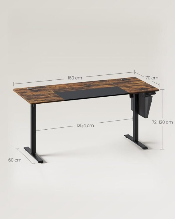Elektrinis reguliuojamo aukščio darbo stalas, 160 × 70 cm,  – SONGMICS