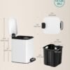 Maža vonios šiukšliadėžė su pedalu, 6 l, balta – SONGMICS