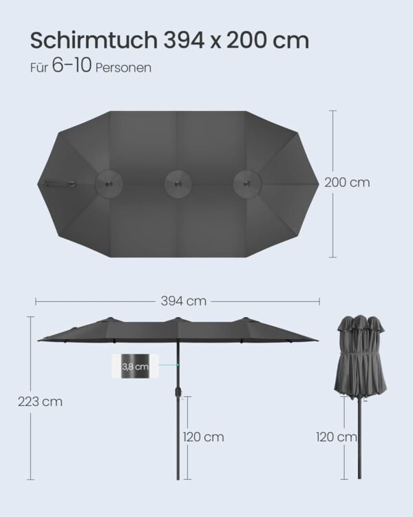 61sQc2tn9pL._AC_SL1500_ EKSPOZICINIS didelis sodo skėtis 394x200cm Songmics