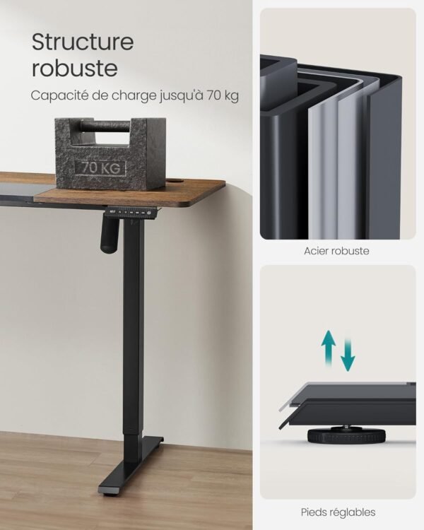 Elektrinis reguliuojamo aukščio darbo stalas, 160 × 70 cm,  – SONGMICS