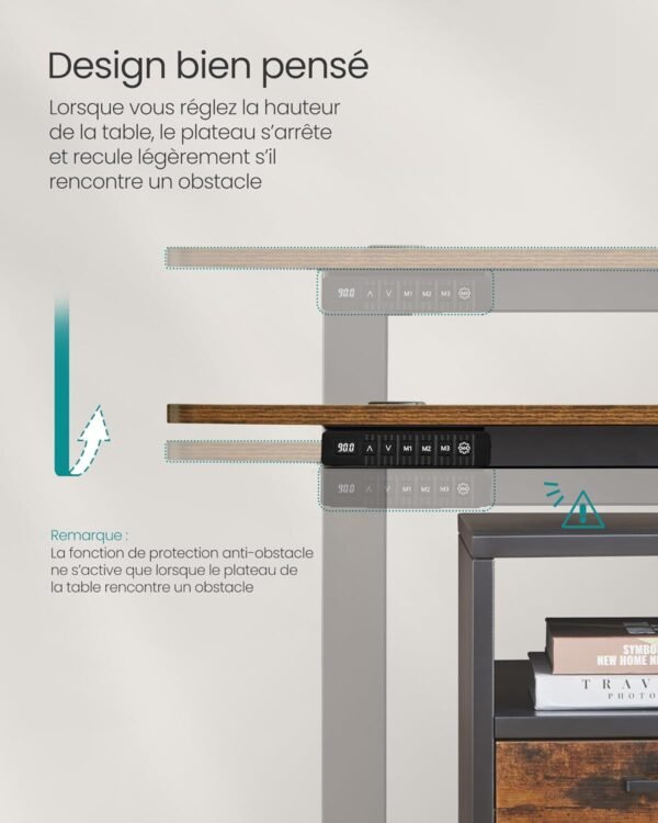 Elektrinis reguliuojamo aukščio darbo stalas, 160 × 70 cm,  – SONGMICS
