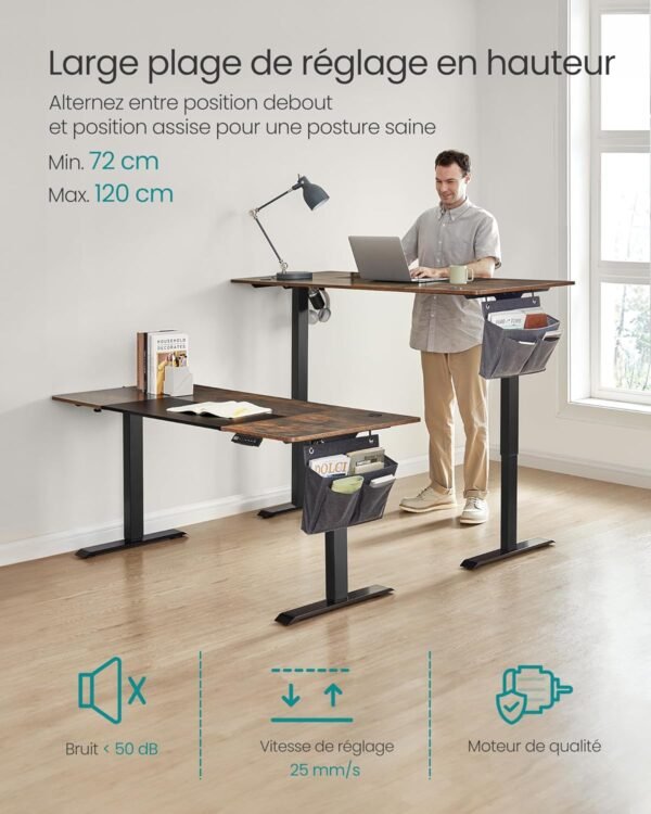 Elektrinis reguliuojamo aukščio darbo stalas, 160 × 70 cm,  – SONGMICS