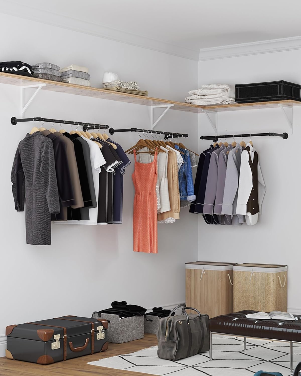 Sieninės drabužių kabyklos, 2 vnt., industrinio stiliaus, 92cm – SONGMICS - Image 9