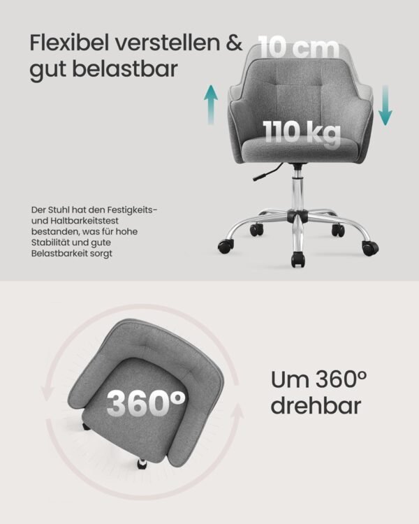 Biuro kėdė , krėsliukas su ratukais, reguliuojamo aukščio, SONGMICS