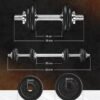 Reguliuojami hanteliai ir štanga 20 kg, 2-in-1 rinkinys – SONGMICS