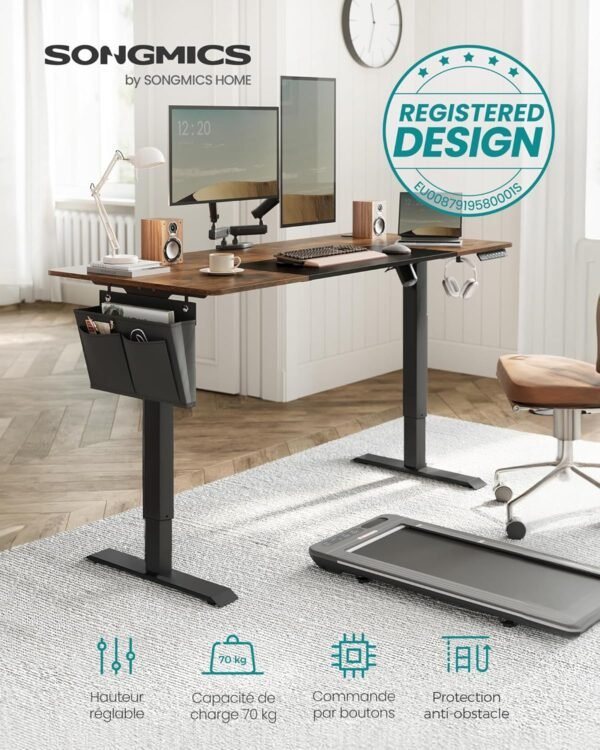 Elektrinis reguliuojamo aukščio darbo stalas, 160 × 70 cm,  – SONGMICS