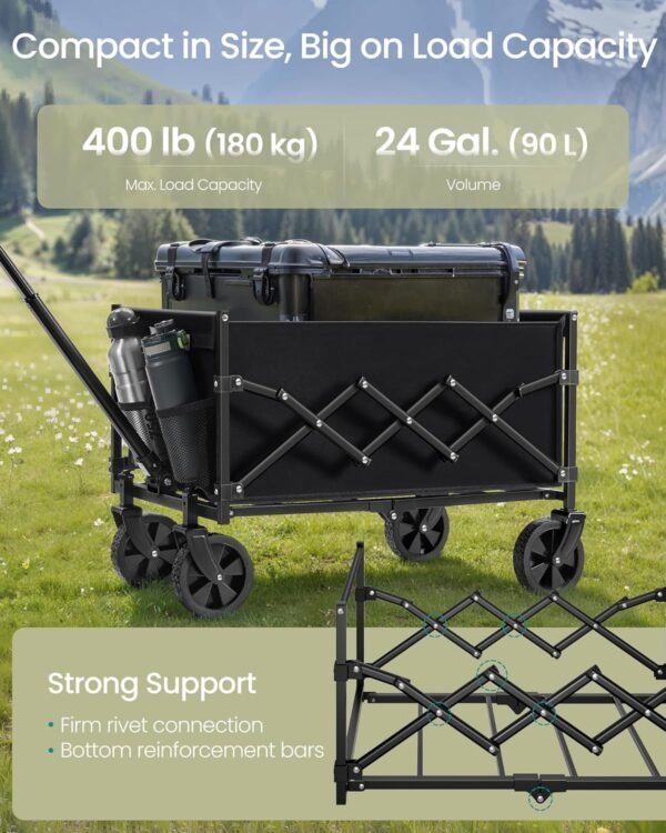 81brvoTMyjL._AC_SL1500_ EKSPOZICINIS Sulankstomas nedidelis lauko vežimėlis, 90 l, iki 180 kg, juodas – SONGMICS