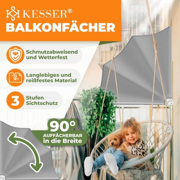 Nauja sulankstoma balkono užuovėja, šoninė markizė balkonui Kesser