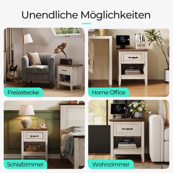 81vjGe7UuSL._AC_SL1500_ Naujų naktinių staliukų rinkinys su el lizdais, USB jungtimis Linsy Home