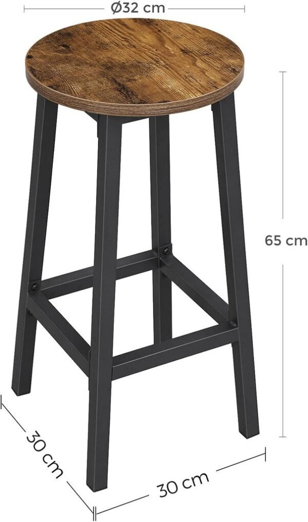 Baro kėdės, 2 vnt., 65 cm, industrinio stiliaus – VASAGLE