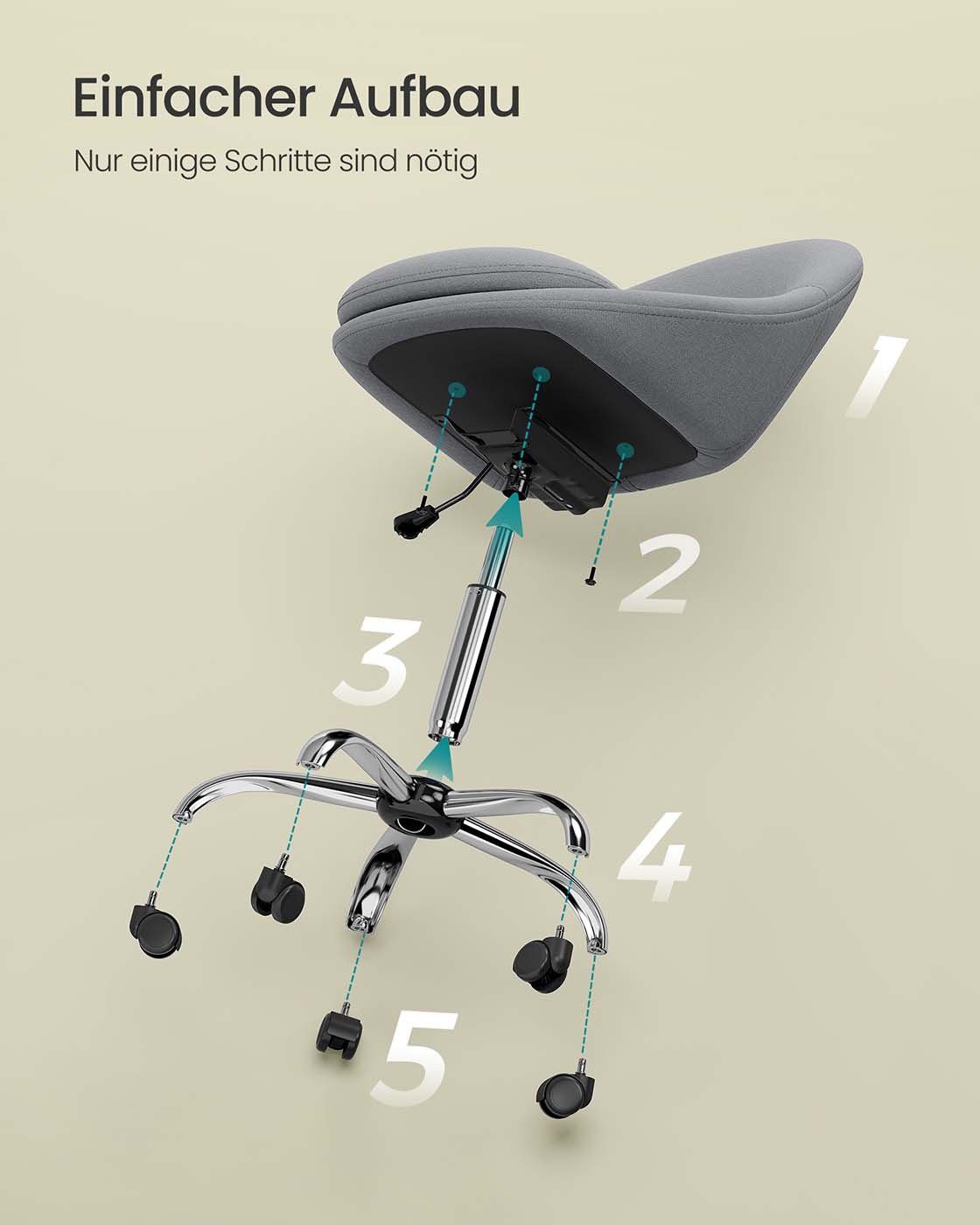 Minkšta darbo kėdė, krėsliukas, pasukama kėde Songmics - Image 5