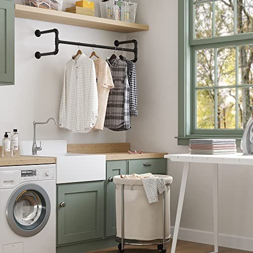 Sieninės drabužių kabyklos 110cm, 2 vnt., industrinio stiliaus, juodos – SONGMICS