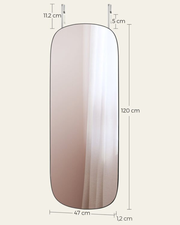 Arkinis viso ūgio veidrodis, 120 × 47 cm, juodas – SONGMICS