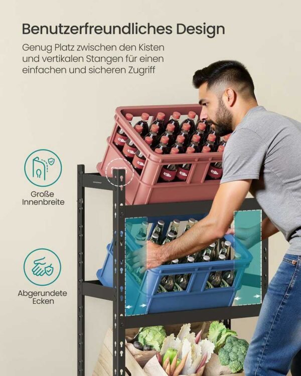 Metalinis gėrimų dėžių stovas, 3 aukštų, juodas Songmics