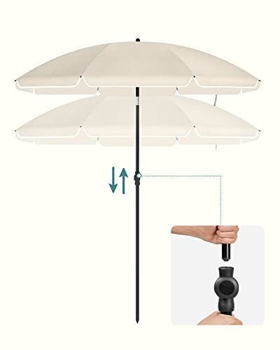 20231101132708_b80cddd5 Paplūdimio, sodo skėtis Ø 160 cm su reguliuojamu pasvirimu Kreminis – SONGMICS