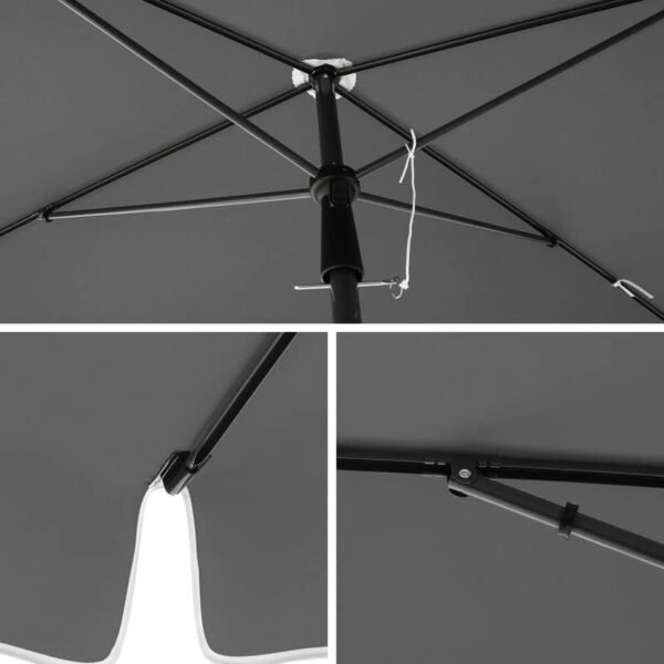 Stačiakampis sodo skėtis 180 × 125 cm su reguliuojamu pasvirimu– SONGMICS