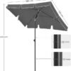 Stačiakampis sodo skėtis 180 × 125 cm su reguliuojamu pasvirimu– SONGMICS