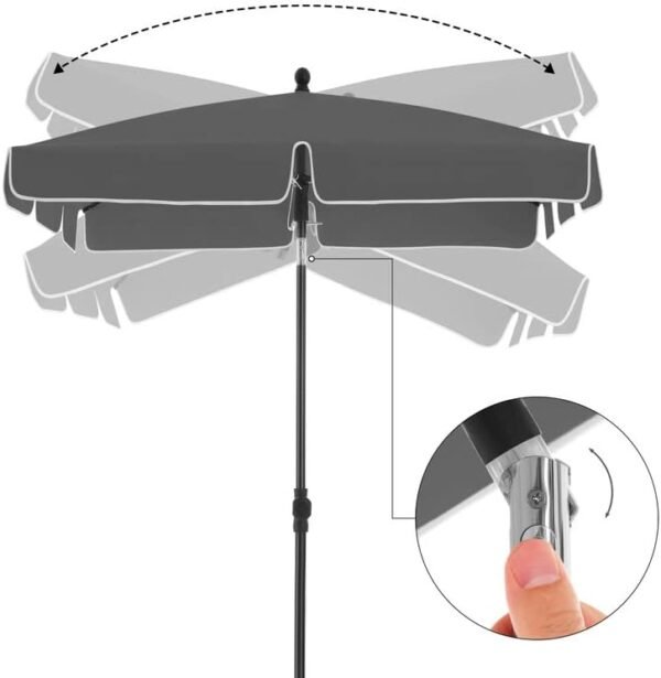 Stačiakampis sodo skėtis 180 × 125 cm su reguliuojamu pasvirimu– SONGMICS
