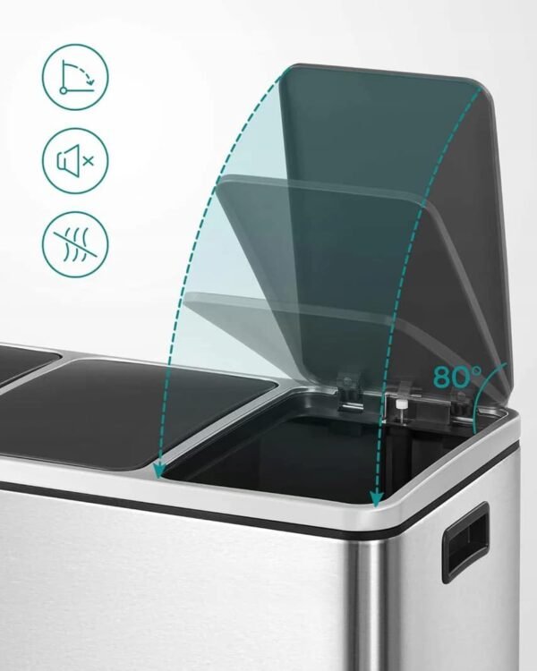 Rūšiavimo šiukšliadėžė 3 × 18 l su pedalais, 54 l– SONGMICS