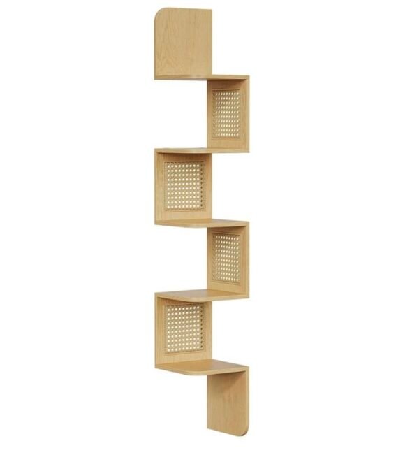 480858761_637340855352850_5891360974888555077_n EKSPOZICINĖ PREKĖ Boho kampinė sieninė lentyna su 5 lygiais ir ratano imitacijos detalėmis, 126 cm – VASAGLE