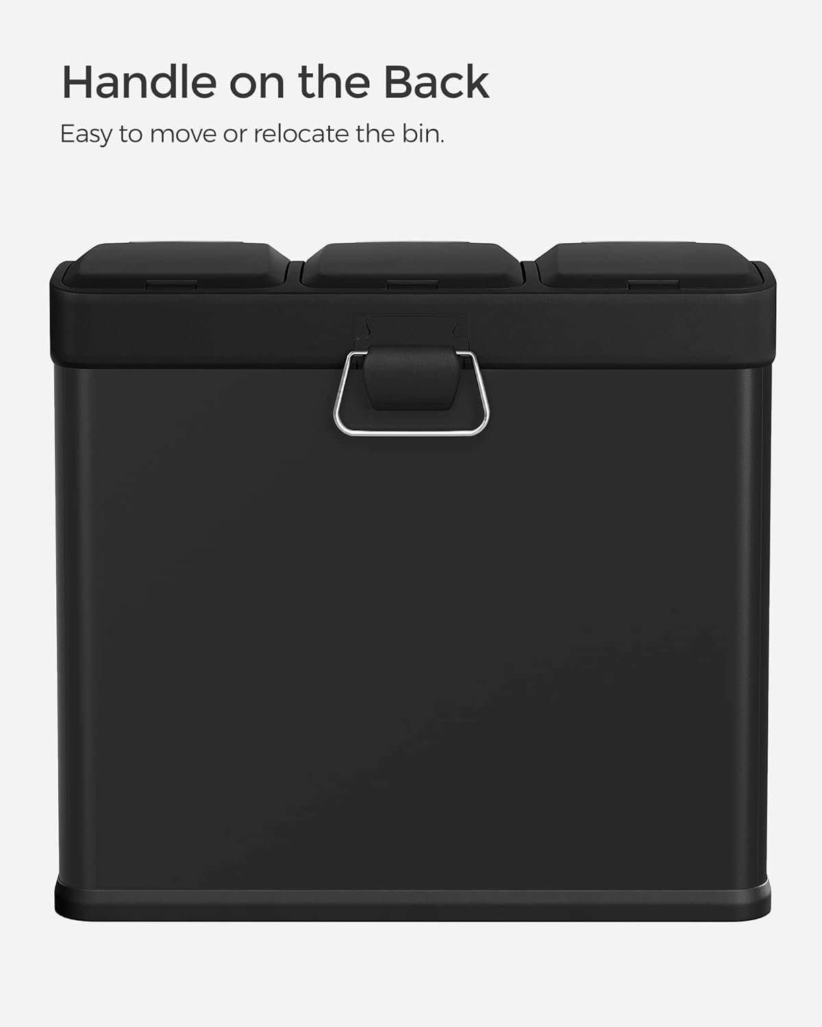 Rūšiavimo šiukšliadėžė 3 × 8 l su pedalais, 24 l, juoda – SONGMICS - Image 2