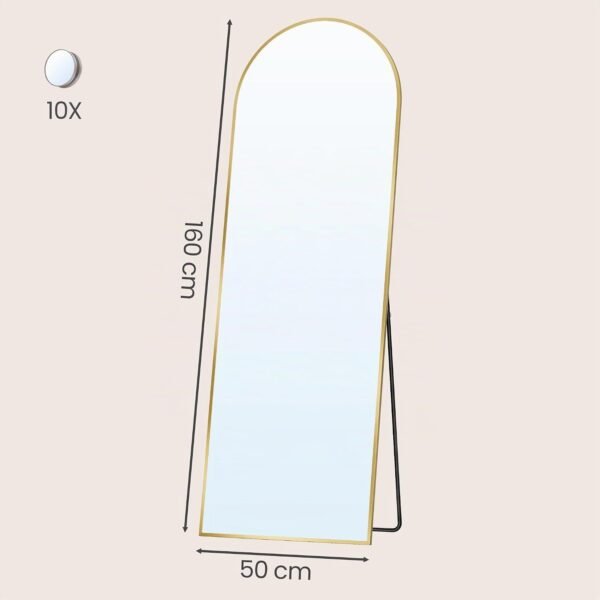 Arkinis viso ūgio veidrodis su atrama, 150 × 40 cm, aukso spalvos – SONGMICS