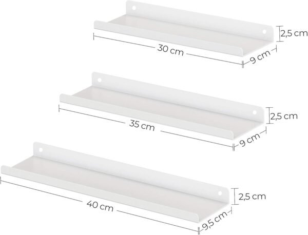 610SmXEP39L._AC_SL1500_ Sieninės lentynos metalinės, 3 vnt., 38 cm, baltos – SONGMICS