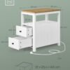 Naktinis staliukas su 2 stalčiais, rozetėmis ir USB, 60 × 35 × 60 cm – VASAGLE
