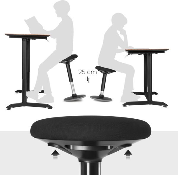 Ergonomiška aktyvaus sėdėjimo kėdė, reguliuojamo aukščio, juoda – SONGMICS