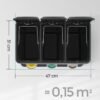 Metalinė rūšiavimo šiukšliadėžė su 3 skyriais ir pedalais, 24 l (3 × 8 l), sidabrinė – SONGMICS