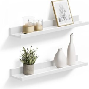 Sieninės lentynos, 2 vnt., 60 cm, baltos, blizgios – SONGMICS