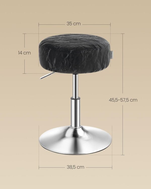 Reguliuojamo aukščio pasukama kosmetinė taburetė 44–60 cm, juoda – VASAGLE
