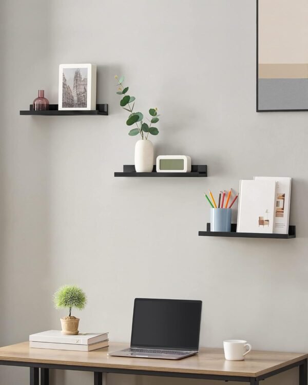 Naujų sieninių lentynėlių rinkinys 3vnt. 3 vnt., 38 cm, juodos – SONGMICS