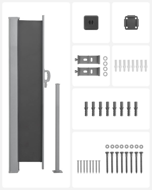 61KLTPw5EGL._AC_SL1500_ EKSPOZICINĖ PREKĖ Ištraukiama šoninė markizė terasai 180 × 300 cm, antracito spalvos – SONGMICS