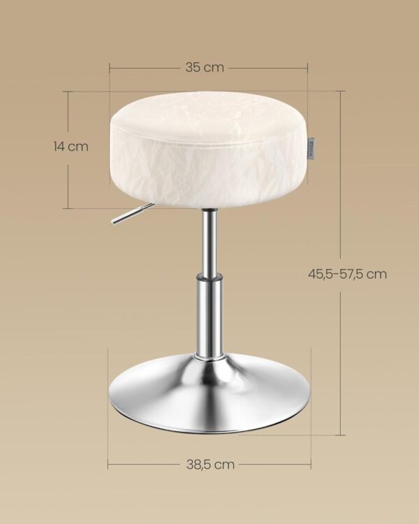Reguliuojamo aukščio pasukama kosmetinė taburetė 44–60 cm, balta – VASAGLE