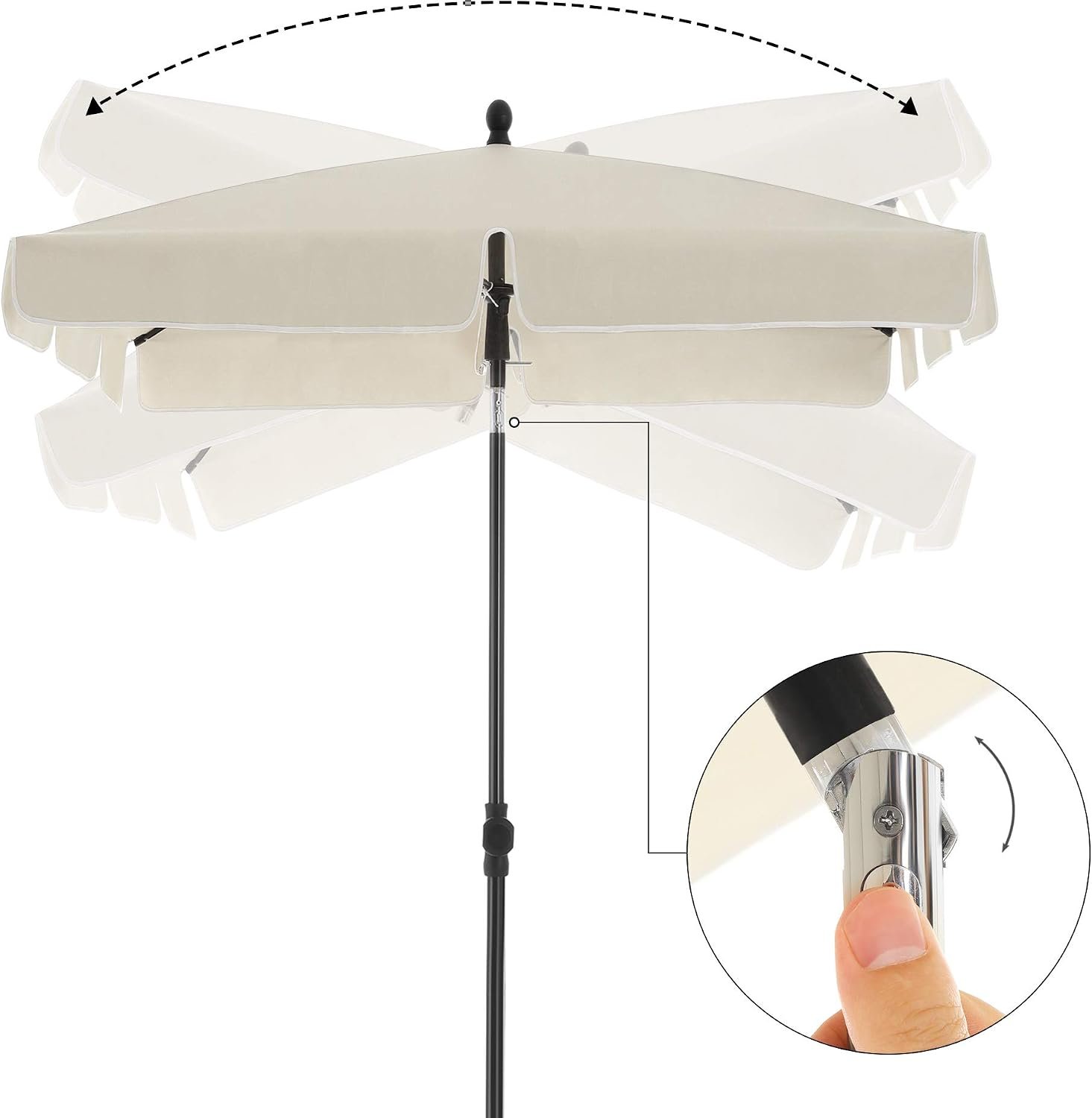 Stačiakampis sodo skėtis 180 × 125 cm su reguliuojamu pasvirimu– SONGMICS - Image 2