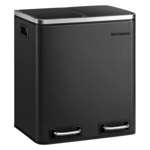 Dviguba rūšiavimo šiukšliadėžė 2 × 15 l su pedalais, 30 l, juoda – SONGMICS