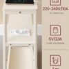 Siauras šoninis staliukas su rozete ir USB, 3 lentynų, kreminės baltos spalvos – VASAGLE