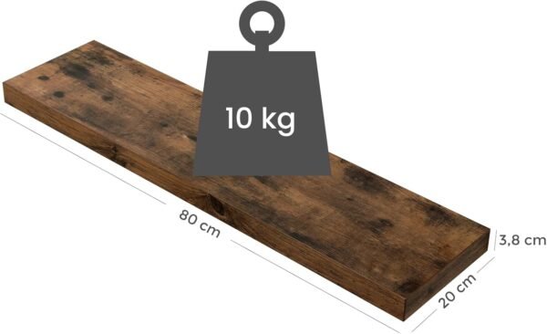 Pakabinama plaukiojanti sieninė lentyna 80 × 20 cm, ruda – VASAGLE
