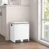 Dviguba rūšiavimo šiukšliadėžė 2 × 15 l su pedalais, 30 l, balta – SONGMICS