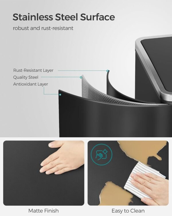 714WUHKnt4L._AC_SL1500_ Dviguba šiukšliadėžė rūšiavimui 2 × 30 l su pedalais, juoda – SONGMICS