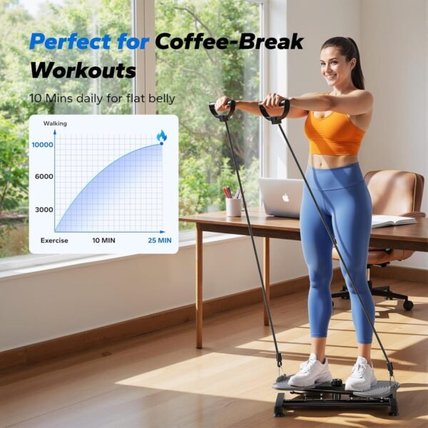 Sukamoji Twist Board treniruočių lenta su pasipriešinimo gumomis, juoda – MERACH