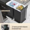 Ištraukiama rūšiavimo šiukšliadėžė spintelei 2 × 20 l, juoda – SONGMICS