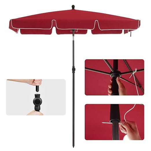 Stačiakampis sodo skėtis 200 × 125 cm su reguliuojamu pasvirimu– SONGMICS