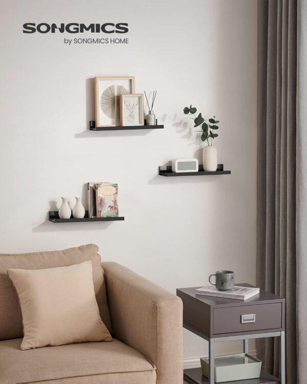 Naujų sieninių lentynėlių rinkinys 3vnt. 3 vnt., 38 cm, juodos – SONGMICS