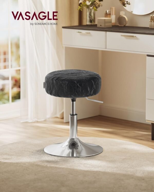 Reguliuojamo aukščio pasukama kosmetinė taburetė 44–60 cm, juoda – VASAGLE