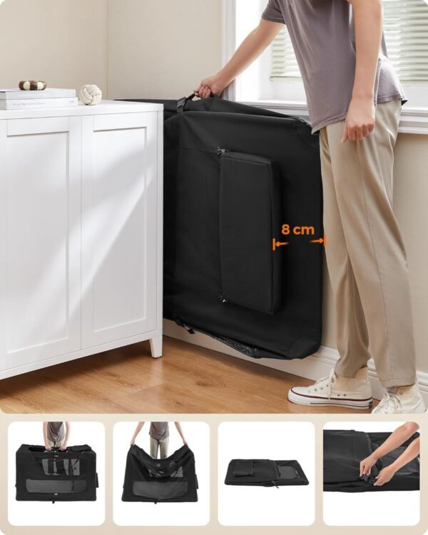 XXXXL sulankstomas transportavimo narvas šunims 122 × 79 × 79 cm, juodas – FEANDREA