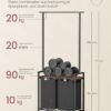 Skalbinių rūšiavimo krepšys 2 × 46 l su lentyna ir drabužių kabykla, 177 cm – VASAGLE