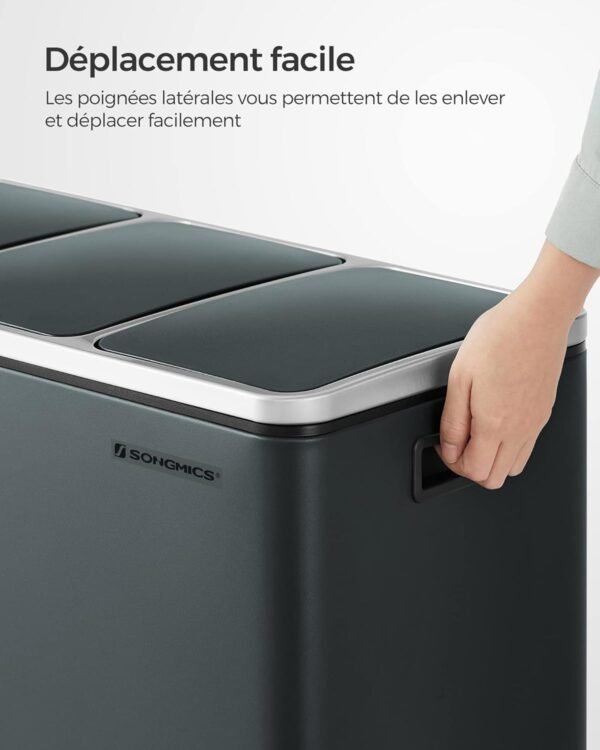 Rūšiavimo šiukšliadėžė 3 × 18 l su pedalais, 54 l– SONGMICS